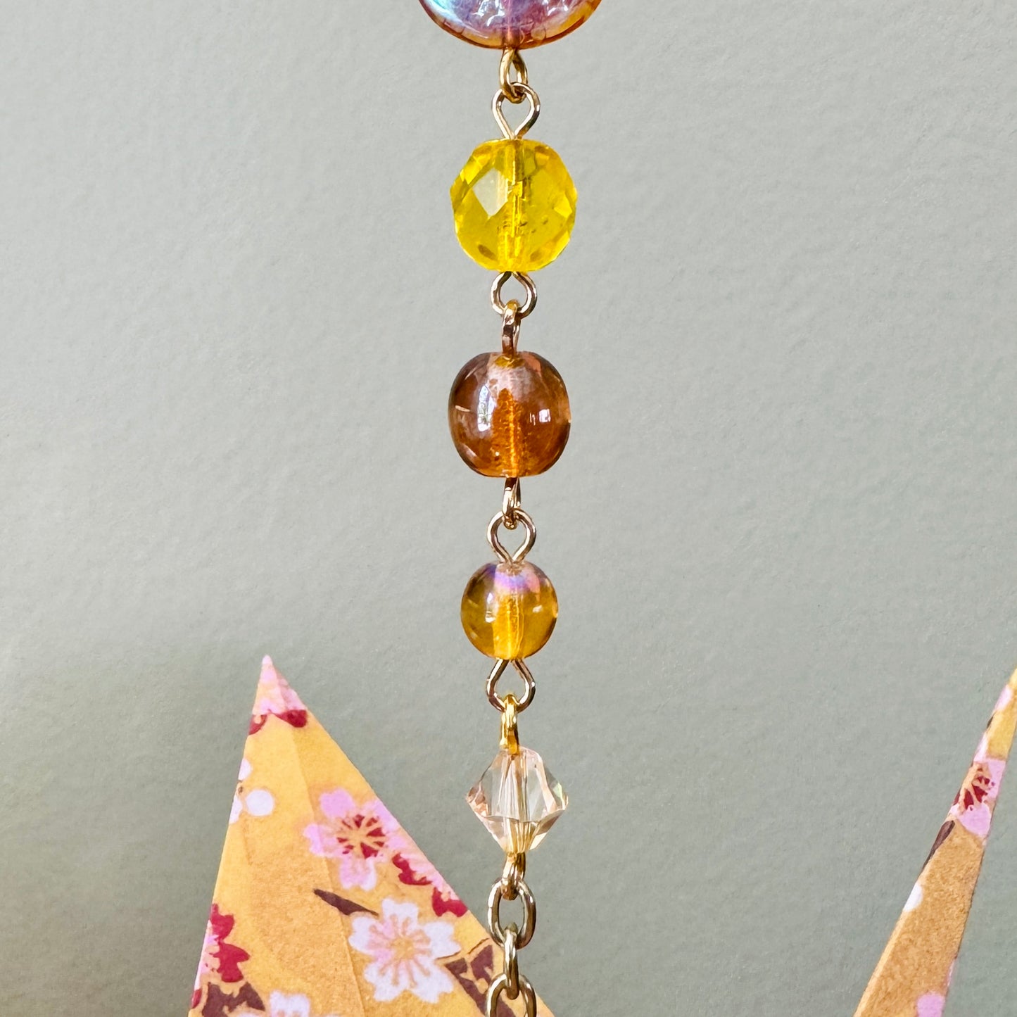 Origami Ornament #2024 - Large Crane with Charm Dangle