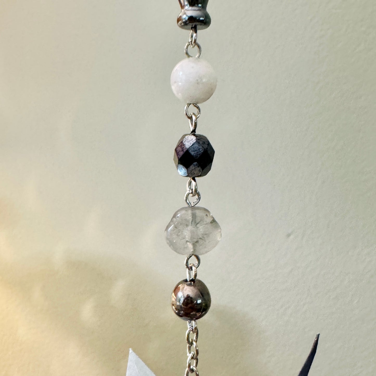 Origami Ornament #2211 - Medium Crane with Rose Pendant