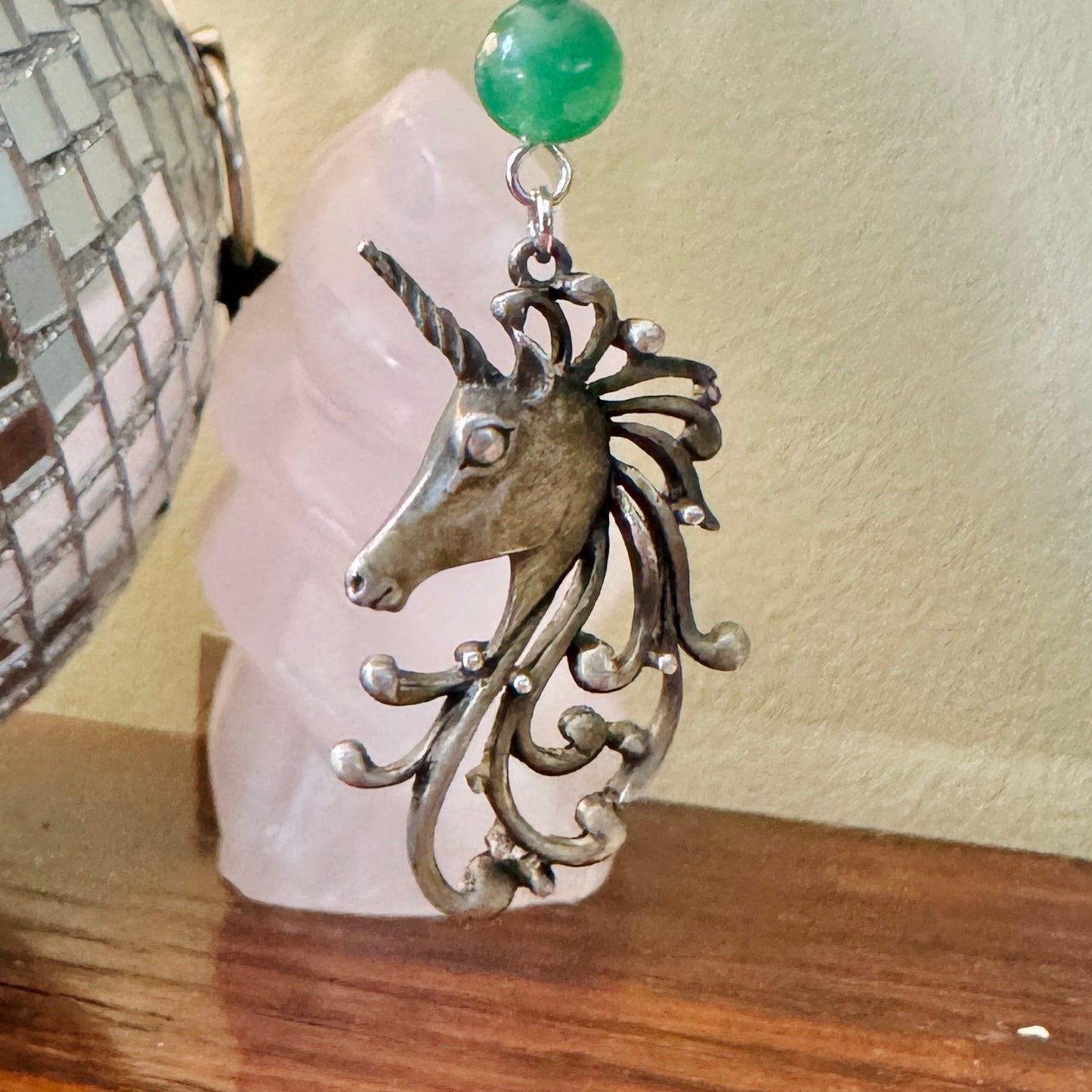 Origami Ornament #1988 - Double Medium Crane with Unicorn Charm