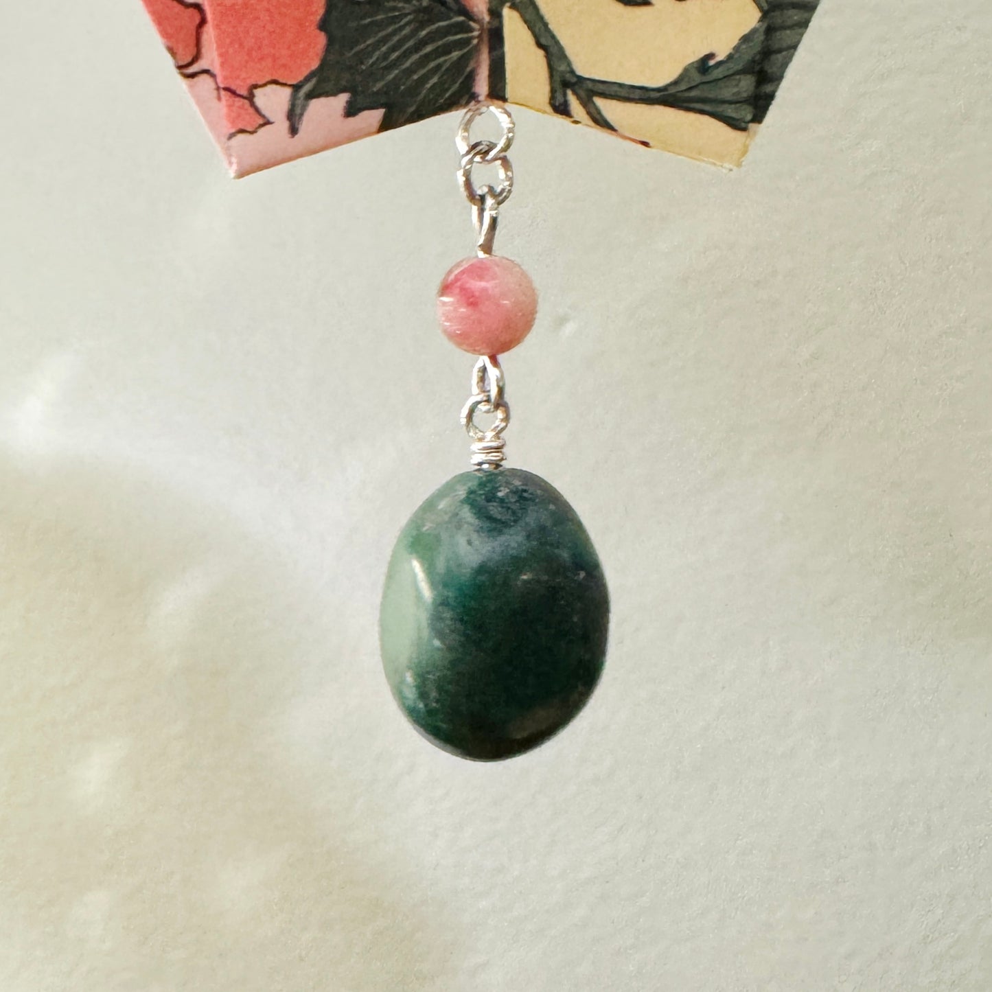Origami Ornament #2057 - Large Crane with Jade Bead