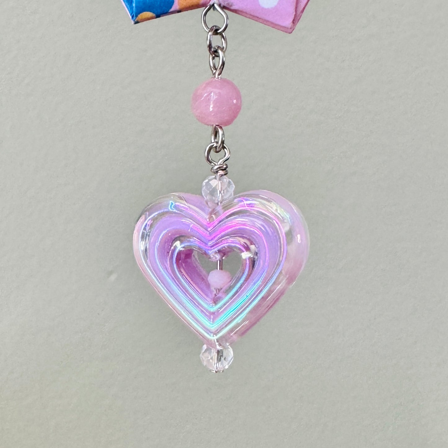 Origami Ornament #2015 - Medium Crane with Plastic Heart