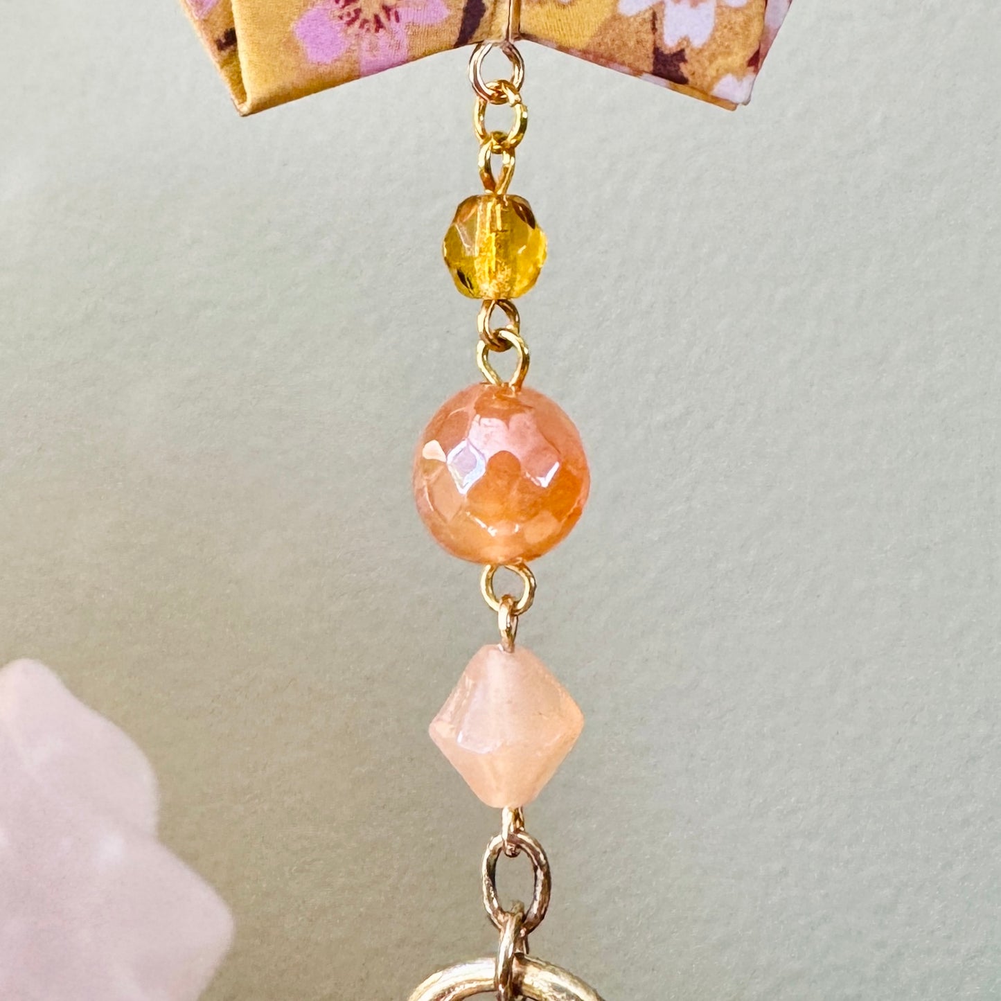 Origami Ornament #2024 - Large Crane with Charm Dangle