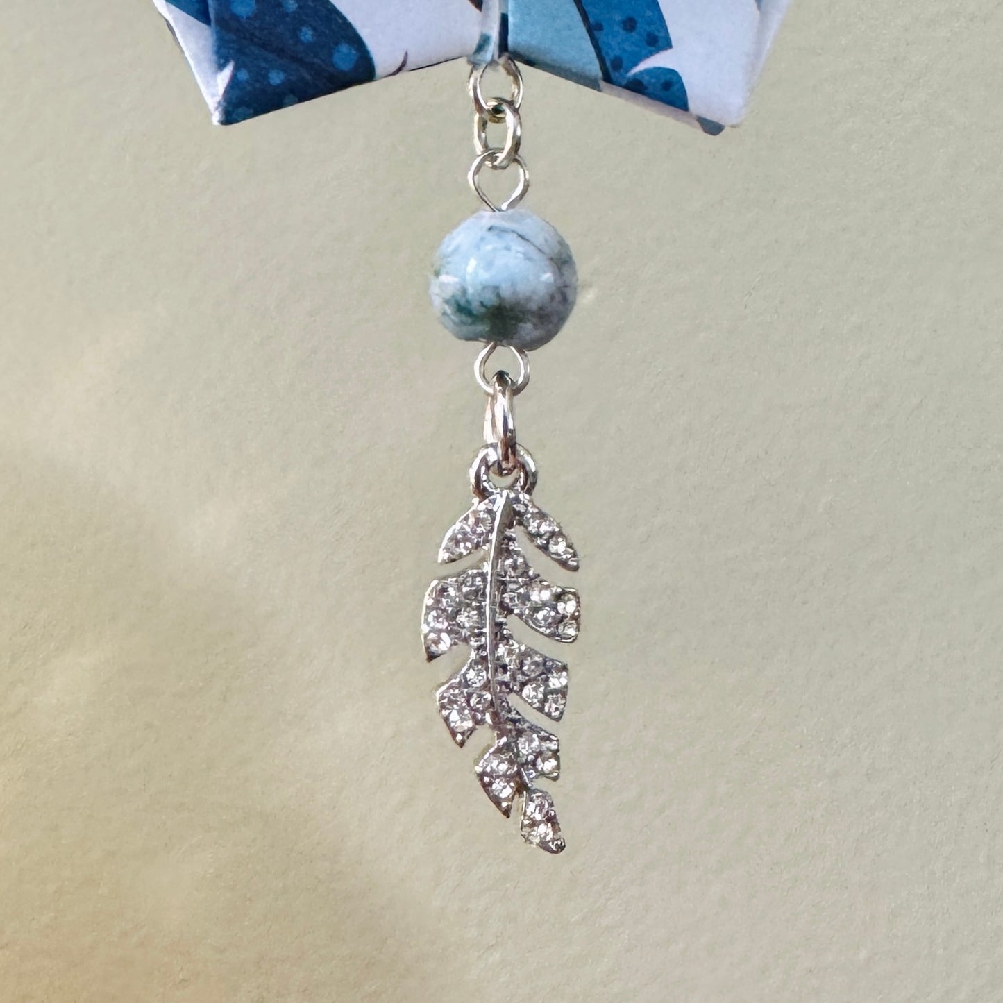 Origami Ornament #1989 - Large Crane with Feather Charm