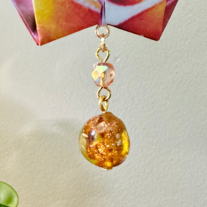 Origami Ornament #2214 - Large Crane with Repurposed Glass Beads