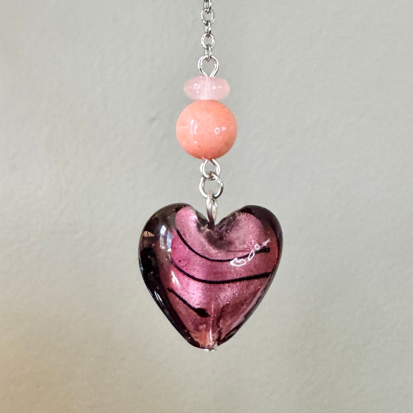 Origami Ornament #2454 - Medium Crane with Glass Heart