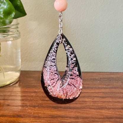 Origami Ornament #2140 - Large Crane with Art Glass Pendant
