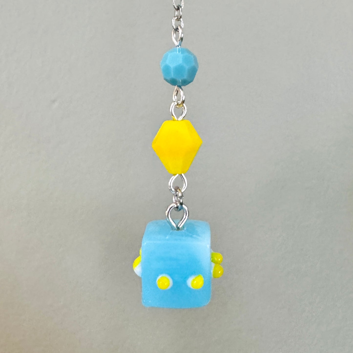 Origami Ornament #2448 - Small Crane with Glass and Silicone Beads