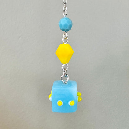 Origami Ornament #2448 - Small Crane with Glass and Silicone Beads