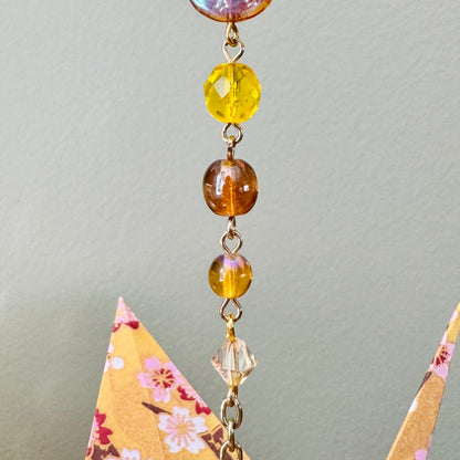 Origami Ornament #2024 - Large Crane with Charm Dangle