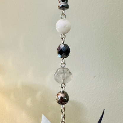 Origami Ornament #2211 - Medium Crane with Rose Pendant