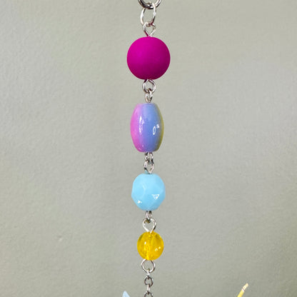 Origami Ornament #2448 - Small Crane with Glass and Silicone Beads