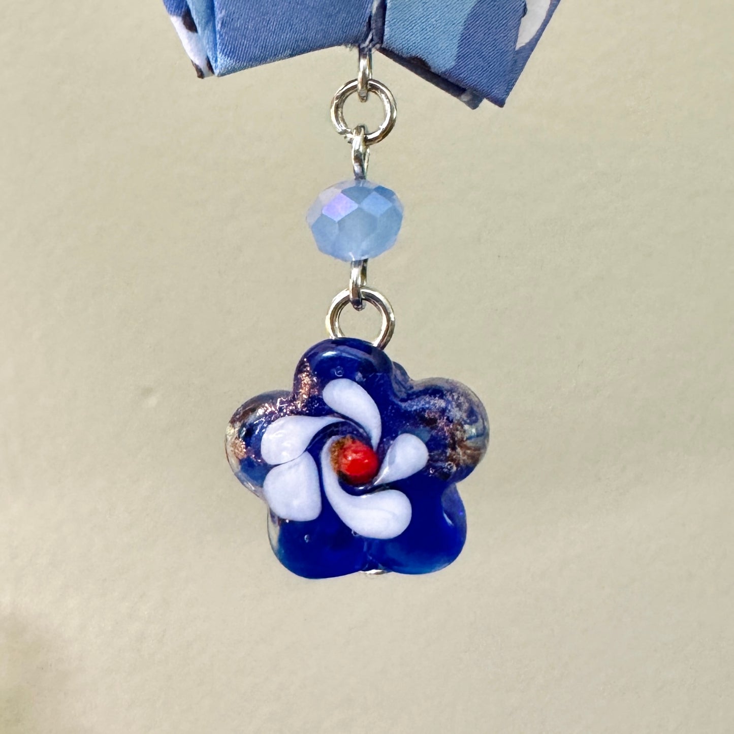 Origami Ornament #2175 - Medium Crane with Glass Beads