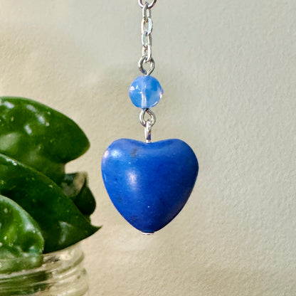Origami Ornament #2209 - Triple Small Crane with Blue Stone Heart