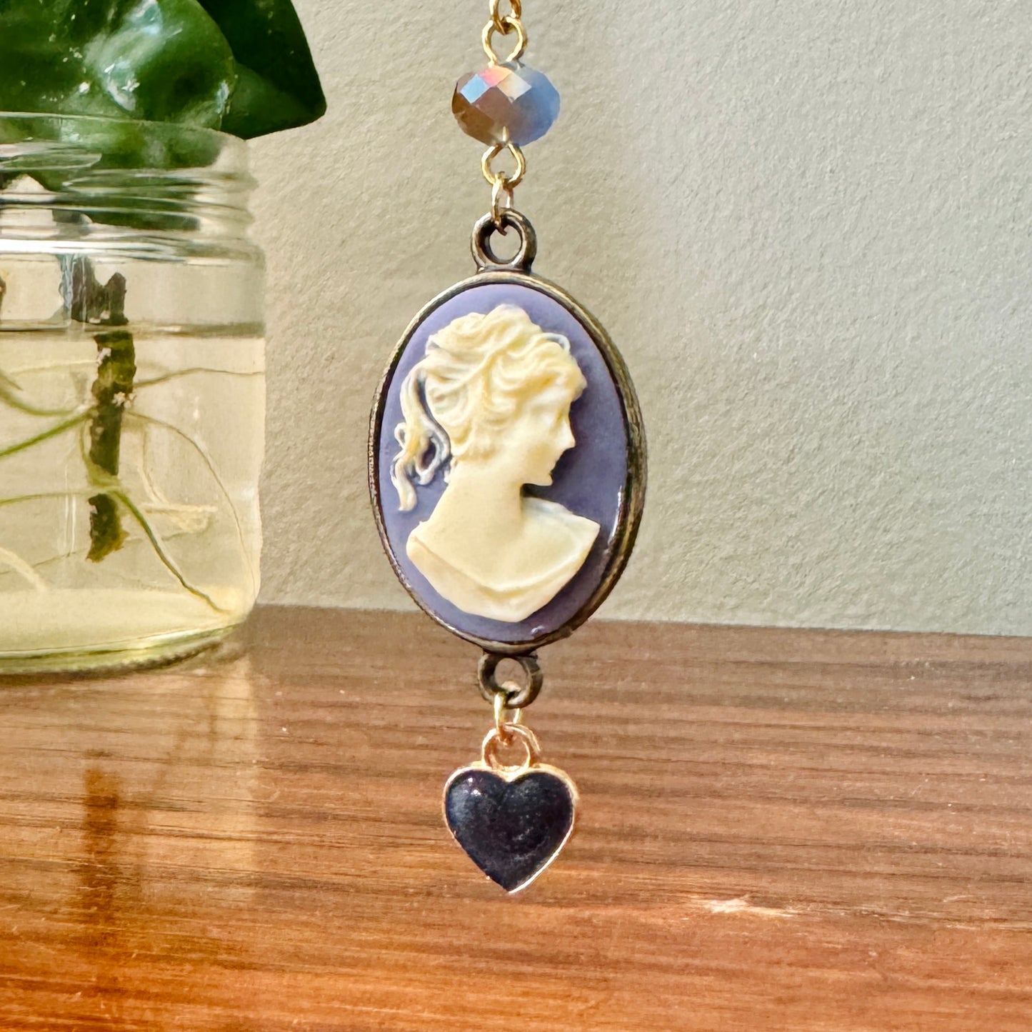 Origami Ornament #2190 - Large Crane with Cameo Pendant