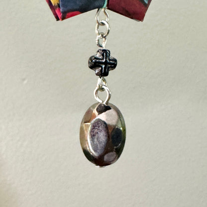 Origami Ornament #2176 - Medium Crane with Repurposed Beads