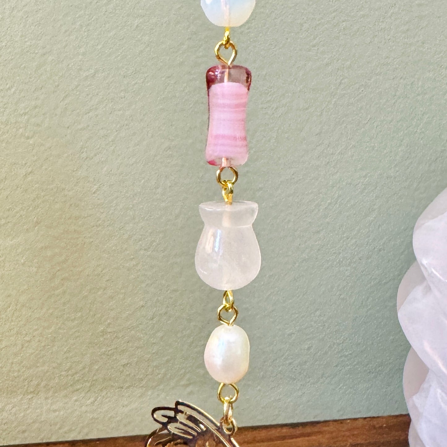 Origami Ornament #2189 - Large Crane with Angel Wing Pendant