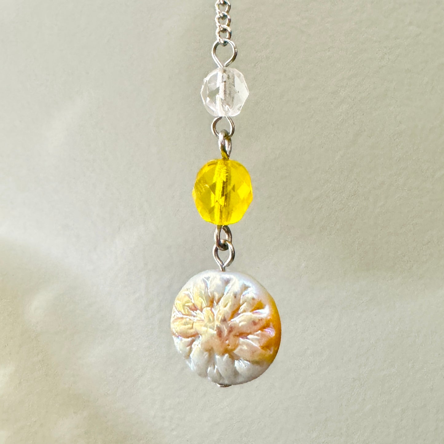 Origami Ornament #2048 - Small Crane with Glass Beads
