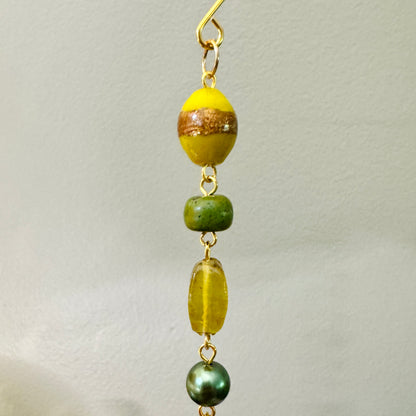 Origami Ornament #2183 - Medium Crane with Pressed Flower Pendant