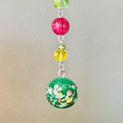 Origami Ornament #2458 - Medium Crane with Flower Theme