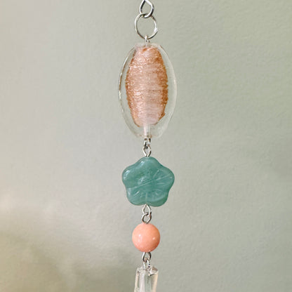 Origami Ornament #2140 - Large Crane with Art Glass Pendant