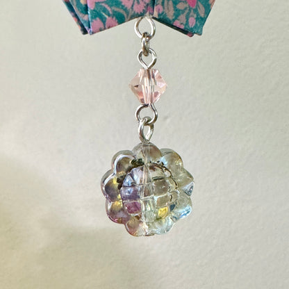 Origami Ornament #2180 - Medium Crane with Glass Beads