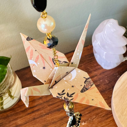 Origami Ornament #2134 - Medium Crane with Fringe Pendant