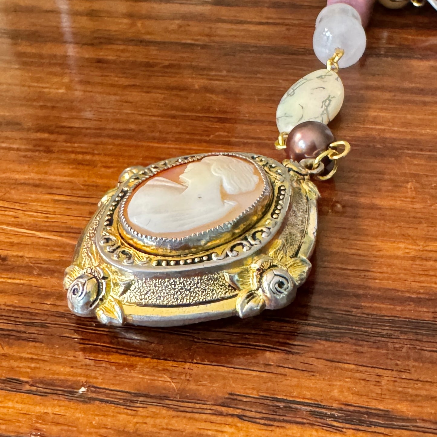 Origami Ornament #2143 - Large Crane with Large Cameo Locket