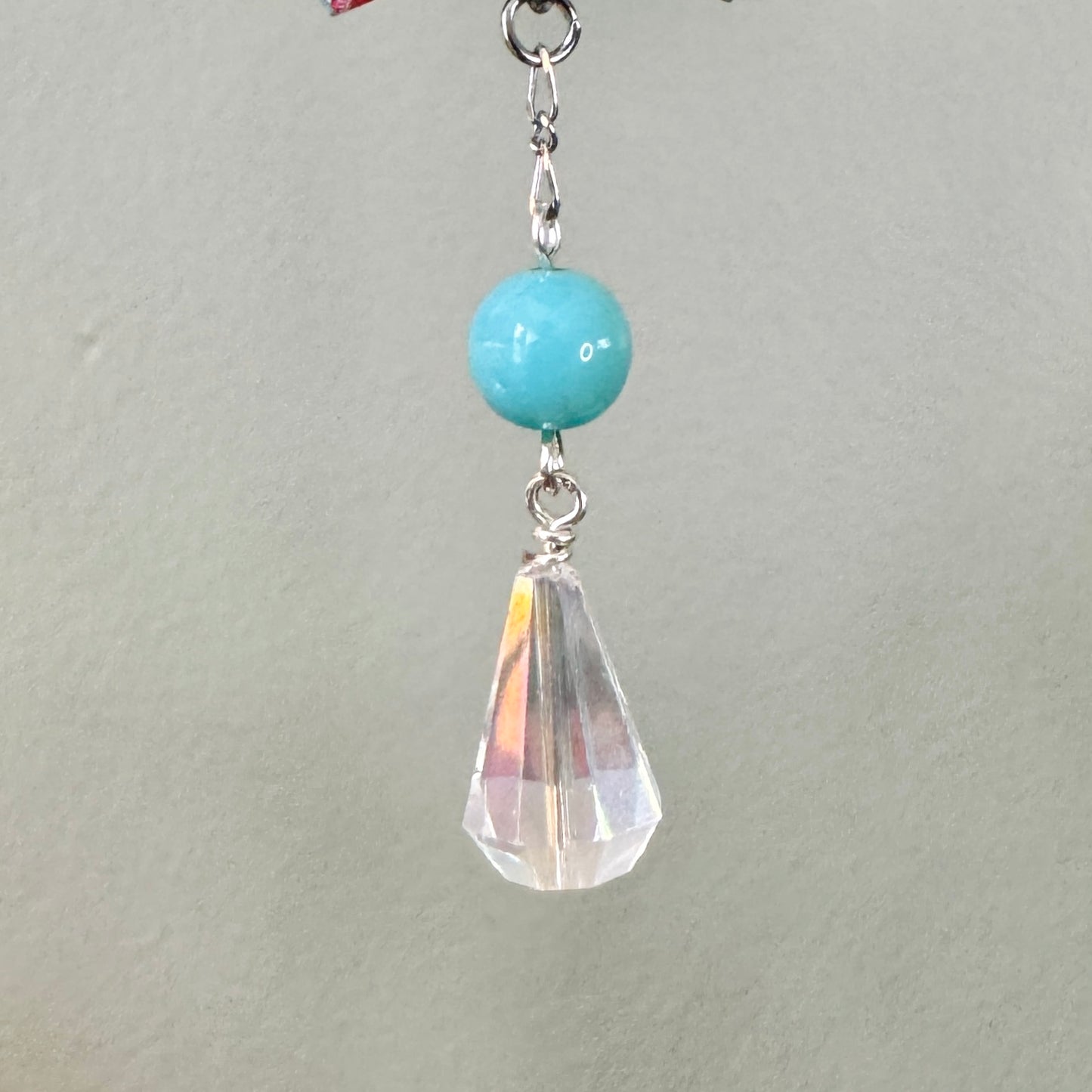 Origami Ornament #2453 - Medium Crane with Repurposed Beads