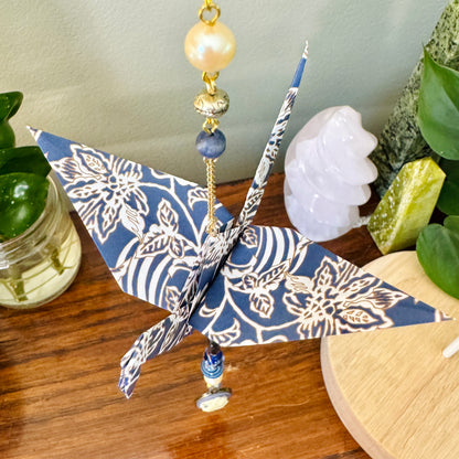 Origami Ornament #2190 - Large Crane with Cameo Pendant