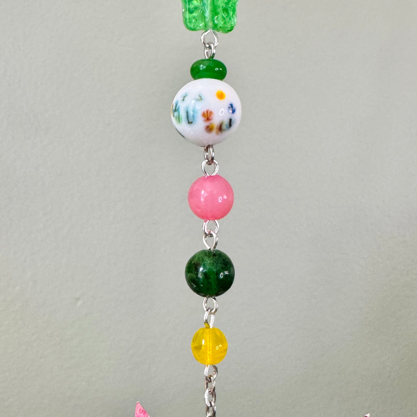 Origami Ornament #2458 - Medium Crane with Flower Theme