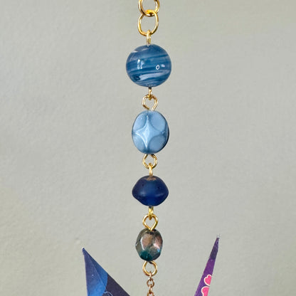 Origami Ornament #2445 - Small Crane with Globe Bead