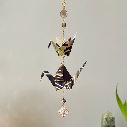 Origami Ornament #2020 - Double Crane with Repurposed Charm