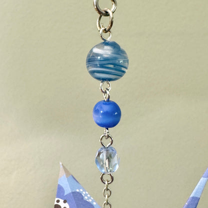 Origami Ornament #2175 - Medium Crane with Glass Beads
