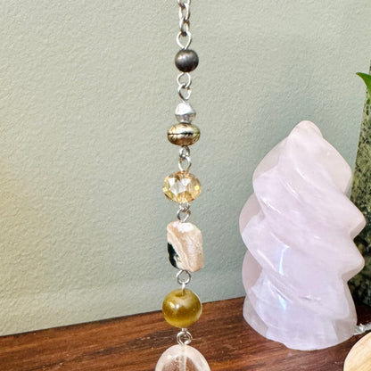 Origami Ornament #2188 - Large Crane with Butterfly Pendant