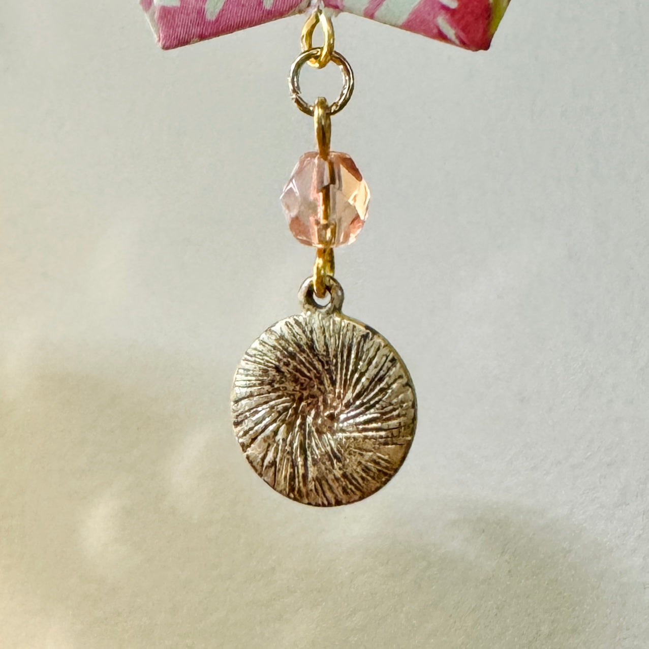 Origami Ornament #2205 - Medium Crane with Repurposed Charm