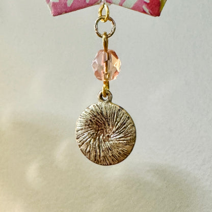 Origami Ornament #2205 - Medium Crane with Repurposed Charm