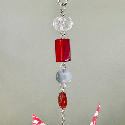 Origami Ornament #2452 - Medium Crane with Heart Locket