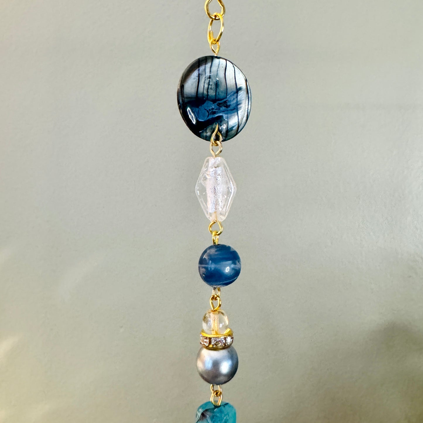 Origami Ornament #2383 - Large Crane with Repurposed Pendant