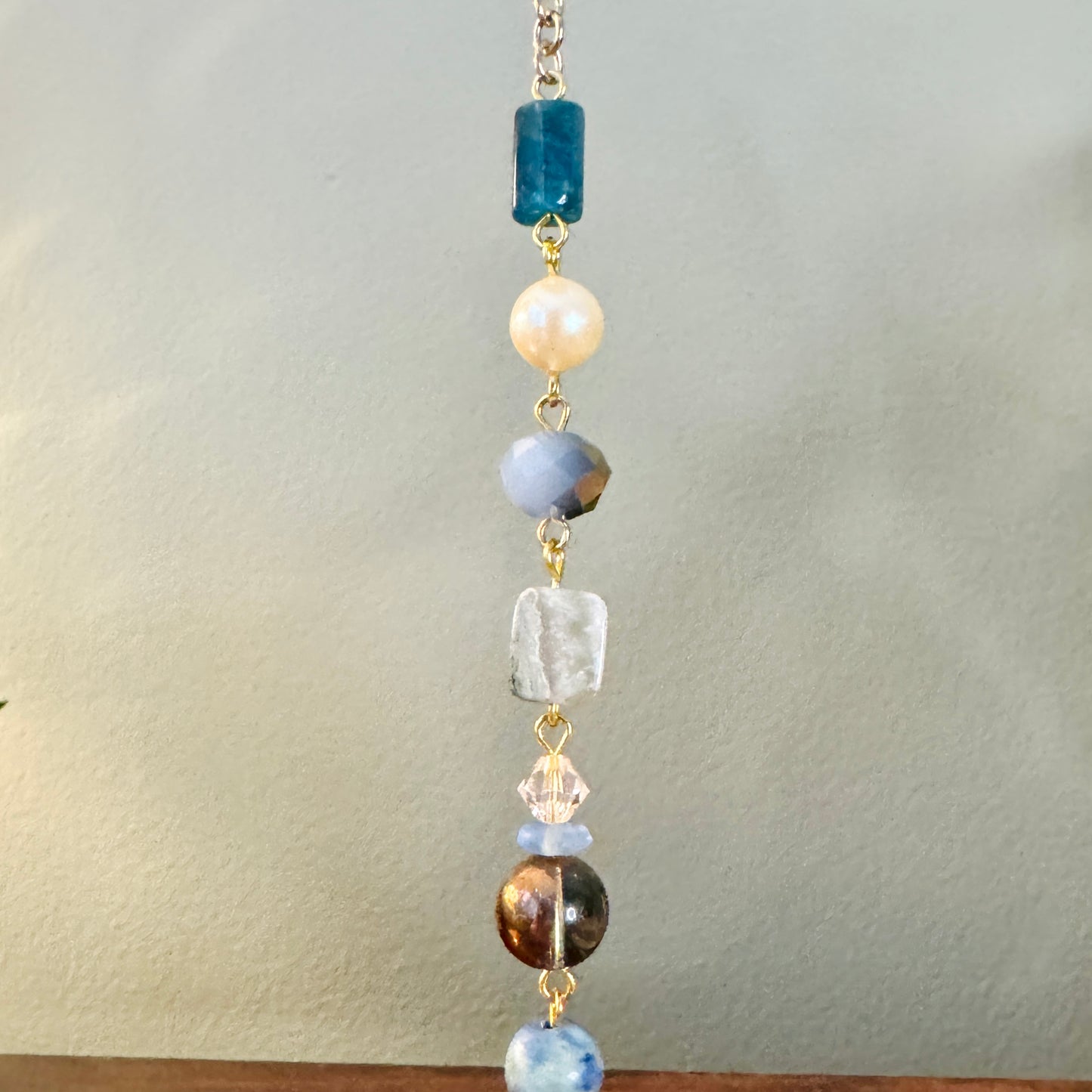 Origami Ornament #2383 - Large Crane with Repurposed Pendant