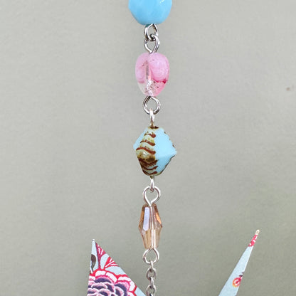 Origami Ornament #2386 - Small Crane with Small Star Charm