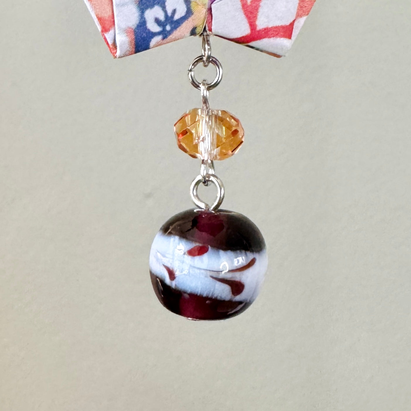 Origami Ornament #2434 - Medium Crane with Glass Beads
