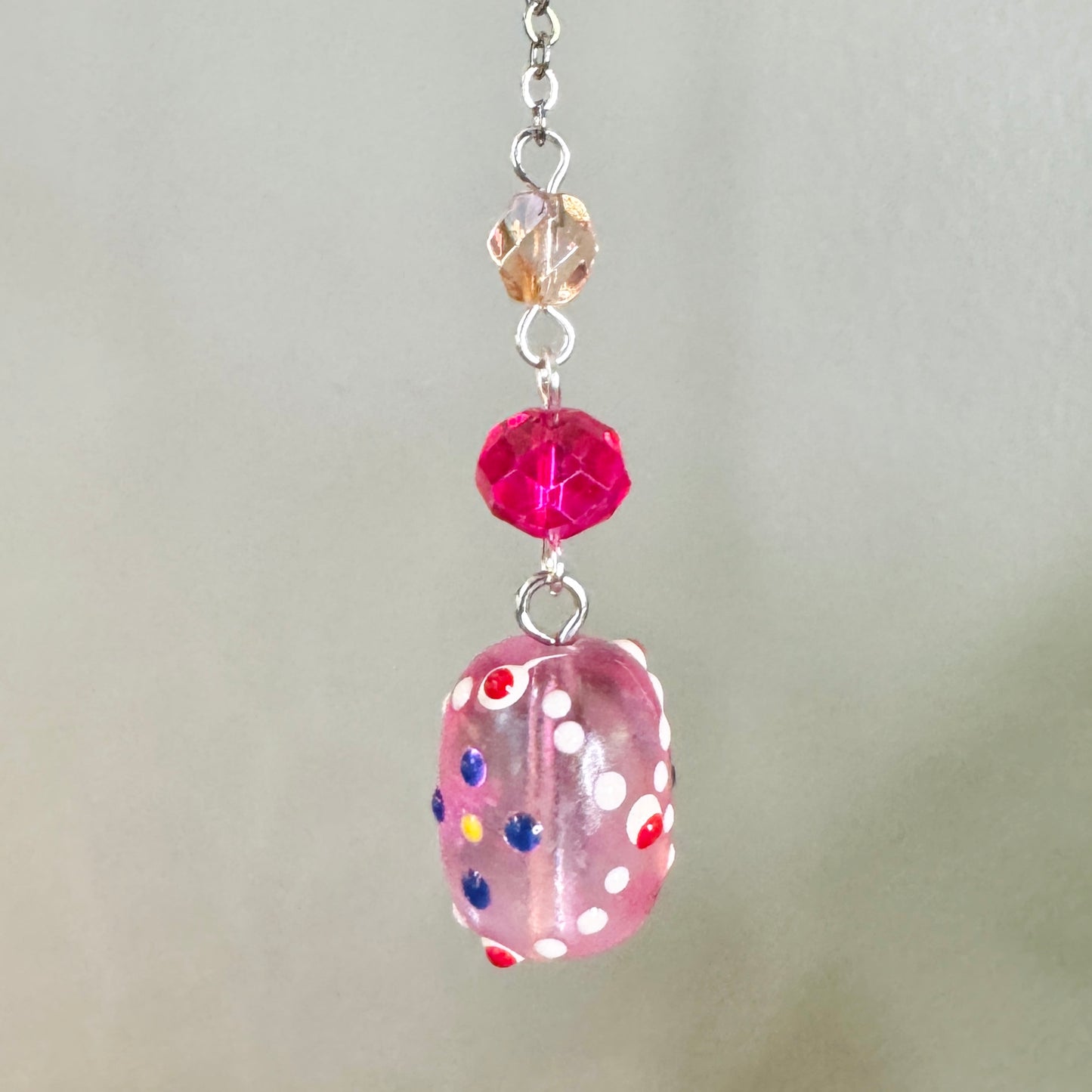 Origami Ornament #2465 - Small Crane with Repurposed Glass Beads